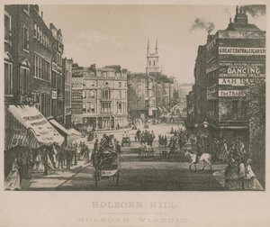 Holborn Hill, slik den ser ut før byggingen av Holborn-viadukten av English School