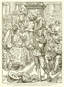 Holde taleren for Underhuset i formannskapet etter å ha vedtatt opprettholdelsen av rettighetsbegjæringen, 2. mars 1629