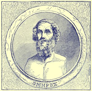 Homer, illustrasjon fra The Illustrated History of the World, publisert ca. 1880 (digitalt forbedret bilde) av English School