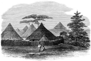 Hus i Magdala, fra den britiske ekspedisjonen til Abessinia, 1868 av English School