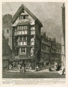 Hus nylig stående på det vestlige hjørnet av Chancery Lane, Fleet Street, London av English School