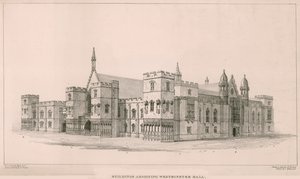 Houses of Parliament: Bygninger ved siden av Westminster Hall av English School