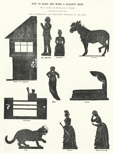 Hvordan lage og jobbe et Galanty Show, av J Sachs og Eustace J C Baird (gravering) av English School