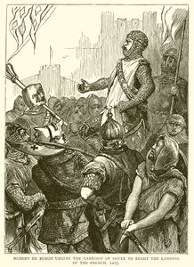 Hubert de Burgh oppfordret garnisonen til Dover til å motstå franskmennenes landing, 1217 av English School