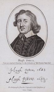Hugh Peter , engelsk puritansk minister, politiker og parlamentarisk soldat i borgerkrigen (gravering) av English School