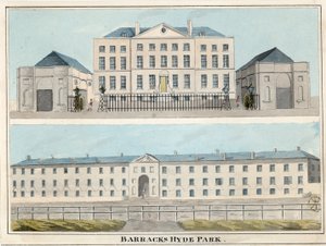 Hyde Park Barracks, London (wc på papir) av English School