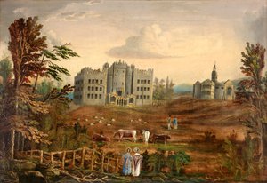 Hylton Castle, Sunderland ca. 1830 av English School