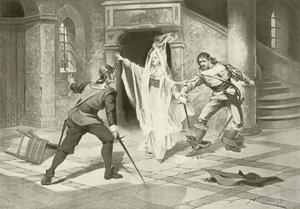 I Puritani, akt I scene v (gravyr) av English School