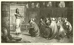 "Jeg er Josef, din bror, som dere solgte til Egypt", 1. Mosebok, xlv, 4 (gravering) av English School