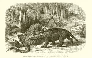 Iguanodon og Megalosaurus, krittsystemet av English School