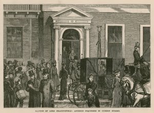 Illness of Lord Beaconsfield: engstelige spørreundersøkelser i Curzon Street, London av English School