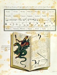 Illustrert side fra a Book of Magic The Magus av Francis Barrett, 1801 (fargegravering) av English School