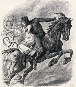Illustrasjon etter J. Tenniel for diktet 'The Nurse's Story, The Hand of Glory', fra 'The Ingoldsby Legends or Mirth and Marvels', av Thomas Ingoldsby, utgitt i 1865 av English School