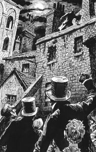 Illustrasjon for Oliver Twist av Charles Dickens (penn og blekk) av English School