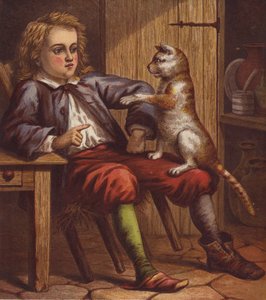 Illustrasjon for Puss in Boots (farge litho) av English School