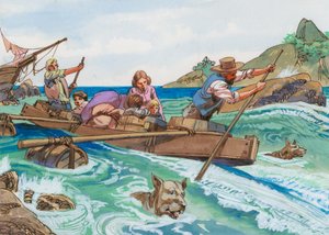 Illustrasjon for den sveitsiske familien Robinson av English School