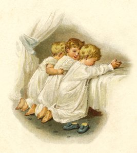 Illustrasjon for The Coming Of Father Christmas (farge litho) av English School
