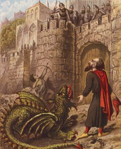 Illustrasjon til Den hellige krig av John Bunyan (fargelitografi) av English School