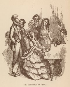 Illustrasjon til The Newcomers av Thackeray (litografi) av English School