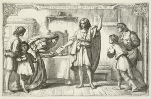 Illustrasjon for The Pilgrims Progress av John Bunyan av English School