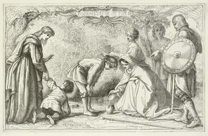 Illustrasjon for The Pilgrims Progress av John Bunyan av English School