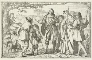 Illustrasjon for The Pilgrims Progress av John Bunyan av English School
