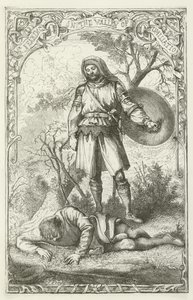 Illustrasjon for The Pilgrims Progress av John Bunyan av English School