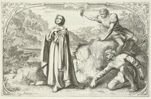 Illustrasjon for The Pilgrims Progress av John Bunyan av English School