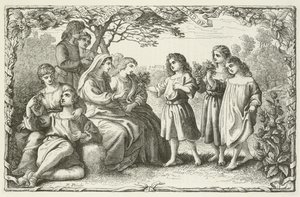 Illustrasjon for The Pilgrims Progress av John Bunyan av English School