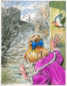 Illustrasjon for The Secret Garden (gouache på papir) av English School
