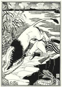 Illustrasjon for eventyrene til Baron Munchausen (gravering) av English School