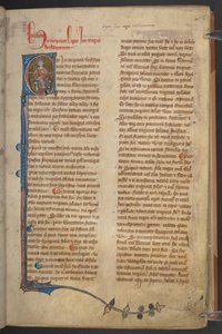 Bilde av kong Ine fra Statutes of England, bomullsmanuskript Claudius D II, f.5r av English School