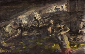 I en Transvaal gullgruve (farge litho) av English School