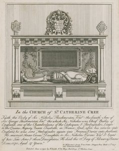 I Church of St Catherine Cree ligger liket av Sir Nicholas Throkmorton av English School