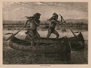 Indian Canoe Race (gravering) av English School