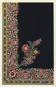Indisk brodert satengforkle av English School