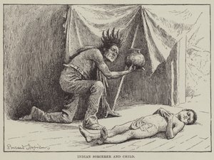 Indisk trollmann og barn (gravering) av English School