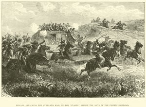 Indianere angriper Overland Mail på slettene før Pacific Railroads dager av English School