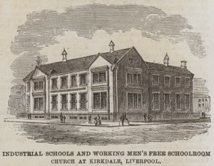 Industrial Schools and Working Men's Free Schoolroom Church i Kirkdale, Liverpool (gravering) av English School