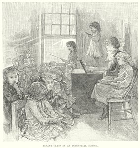 Småbarnsklasse på en industriskole (gravering) av English School