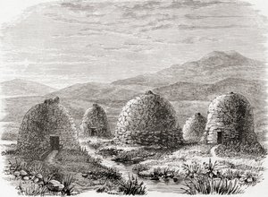Bebodde hytter på Uig, øya Lewis i de ytre Hebridene i 1859, fra 