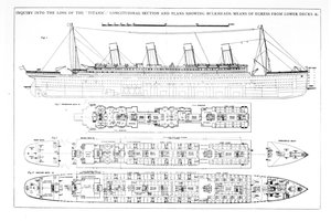 Enquiry into the Loss of the Titanic: Tverrsnitt av skipet av English School