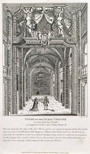 Innsiden av Dukes Theatre, London, gravert av Richard Sawyer, 1820 av English School