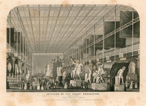 Interiør ser vestover fra Dantes Temple, Great Exhibition, 1851 av English School