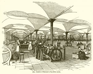 Interiør i Marshalls Flax-Mill, Leeds av English School