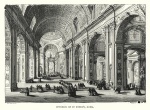 Interiør av Peterskirken, Roma (gravering) av English School