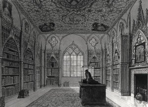 Interiør av Strawberry Hill (litho) svart/hvitt bilde) av English School