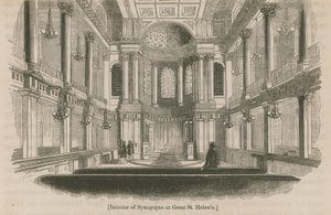 Interiør i synagogen i Great St Helens, London av English School