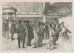 Interiør av Tattersalls auksjonshus (gravering) av English School