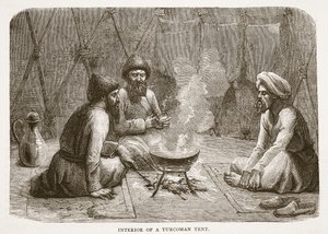 Interiør i et Turcoman-telt, illustrasjon fra Cassells Illustrated History of England av English School